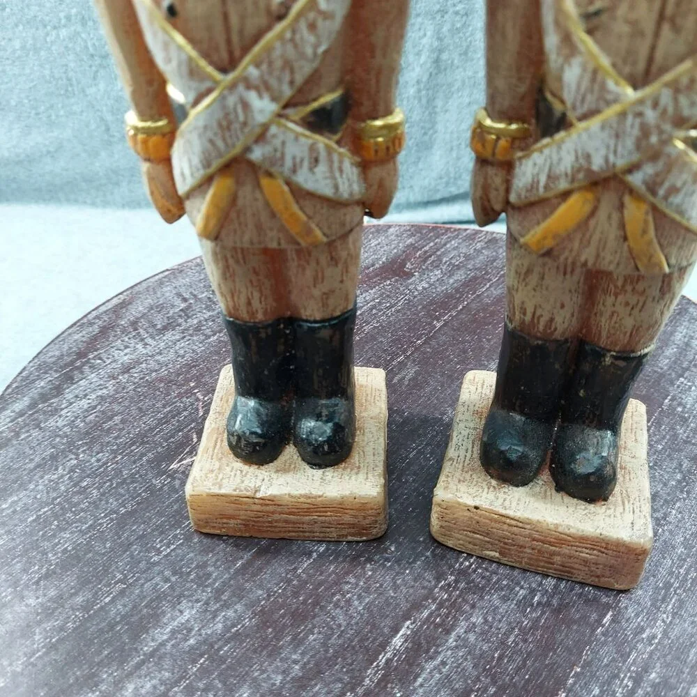 Pottery Barn Vintage Hand-Crafted Nutcracker Soldier Candles Pair